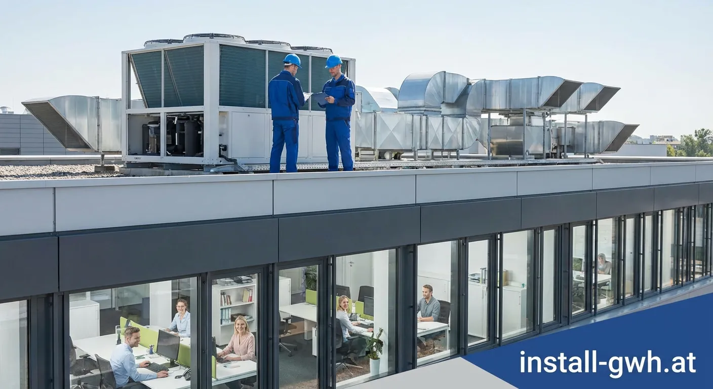 Techniker der Tobler Lüftung Klima AG bei der Wartung einer modernen Lüftungsanlage